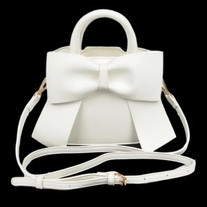 White Bow Leather Shoulder Bag